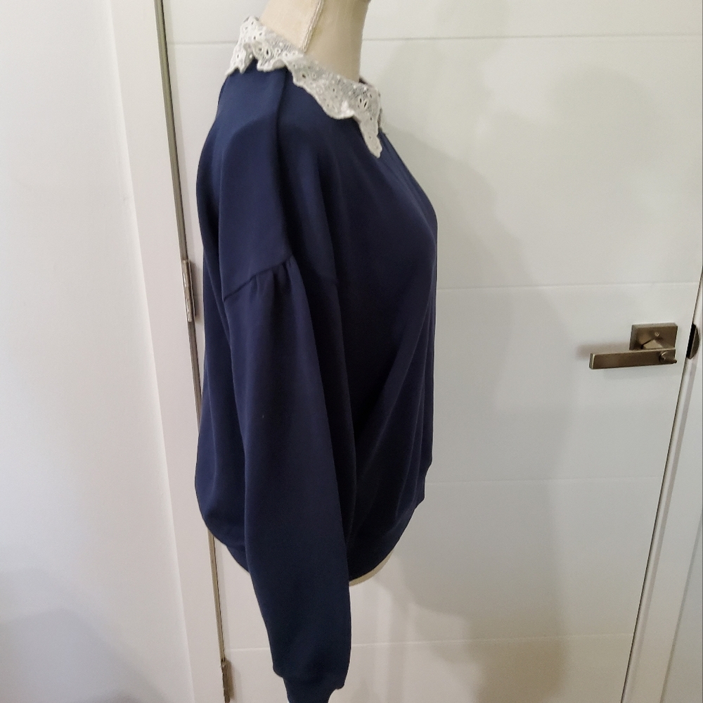 J.Crew Lace Collar Sweatshirt Size XL - Picture 5 of 11